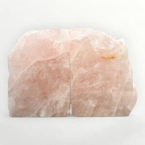 Rose Quartz Bookends Natural Characteristics Crystal Decor Pink Bookshelf (GB)